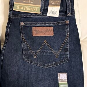 Wrangler Retro Men's Slim Straight Jeans - Dark Blue